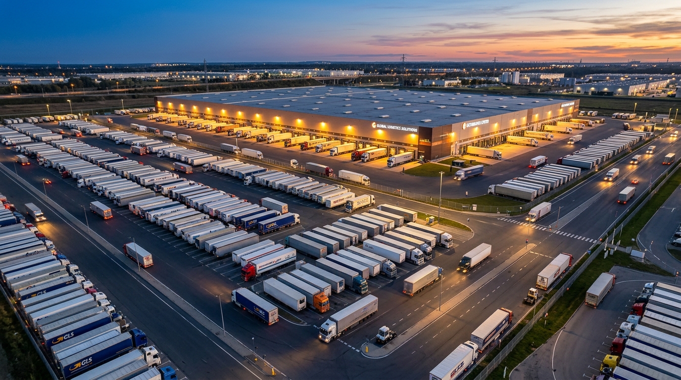Aerial view of logistics distribution center